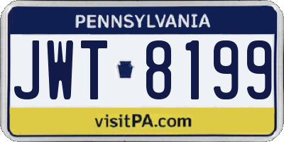 PA license plate JWT8199