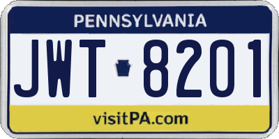 PA license plate JWT8201