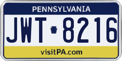 PA license plate JWT8216