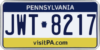 PA license plate JWT8217