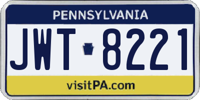 PA license plate JWT8221