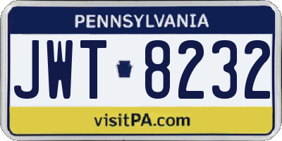 PA license plate JWT8232