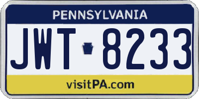 PA license plate JWT8233