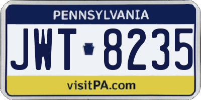 PA license plate JWT8235