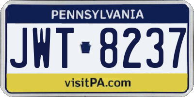 PA license plate JWT8237