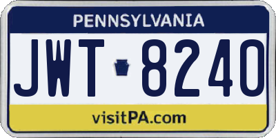 PA license plate JWT8240