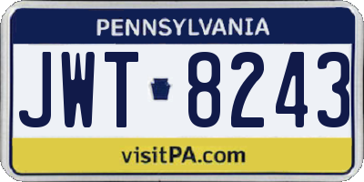PA license plate JWT8243
