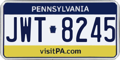 PA license plate JWT8245