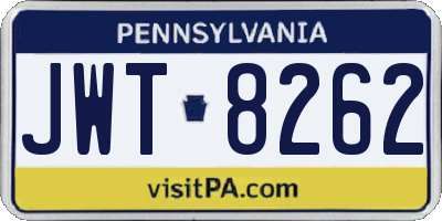 PA license plate JWT8262