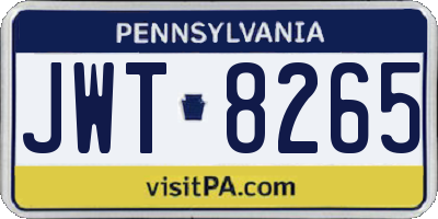 PA license plate JWT8265