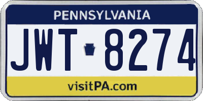 PA license plate JWT8274