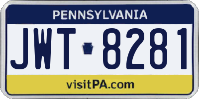 PA license plate JWT8281
