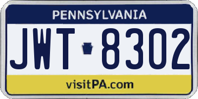PA license plate JWT8302