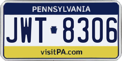 PA license plate JWT8306