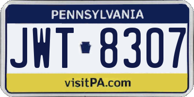 PA license plate JWT8307