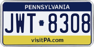 PA license plate JWT8308