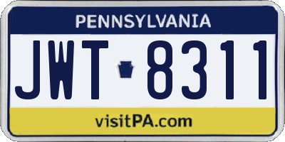PA license plate JWT8311