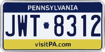 PA license plate JWT8312