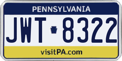 PA license plate JWT8322
