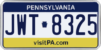 PA license plate JWT8325