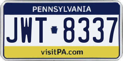 PA license plate JWT8337