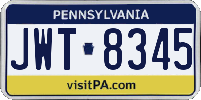 PA license plate JWT8345