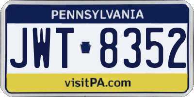 PA license plate JWT8352