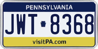 PA license plate JWT8368