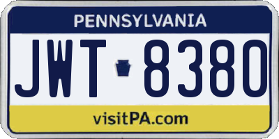 PA license plate JWT8380