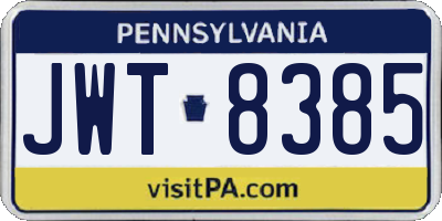 PA license plate JWT8385