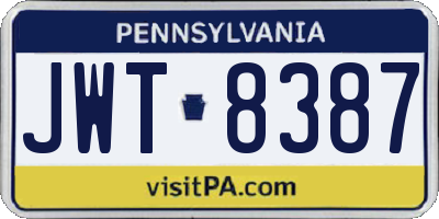 PA license plate JWT8387