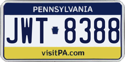 PA license plate JWT8388
