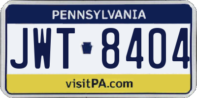 PA license plate JWT8404