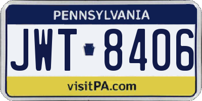 PA license plate JWT8406