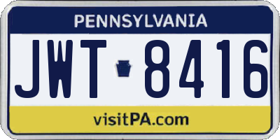 PA license plate JWT8416