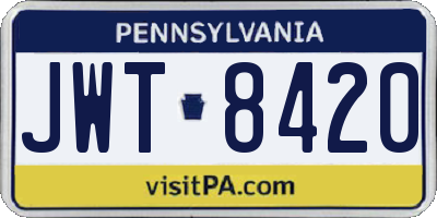 PA license plate JWT8420