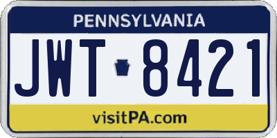 PA license plate JWT8421