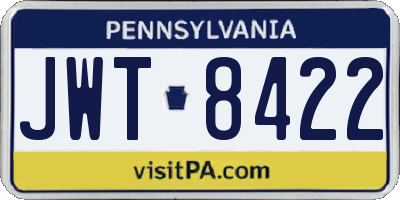 PA license plate JWT8422