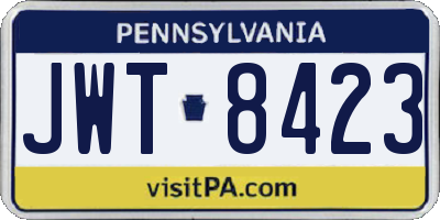 PA license plate JWT8423