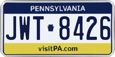 PA license plate JWT8426