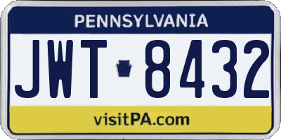 PA license plate JWT8432