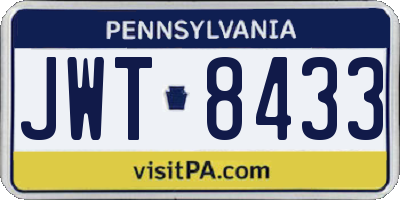 PA license plate JWT8433