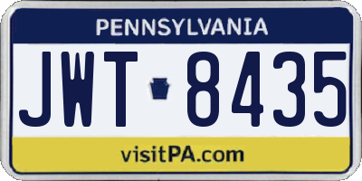 PA license plate JWT8435