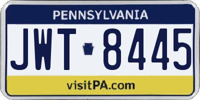 PA license plate JWT8445