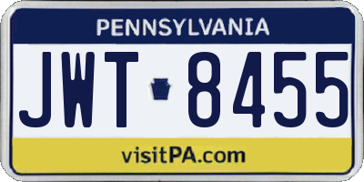 PA license plate JWT8455
