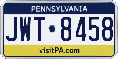 PA license plate JWT8458