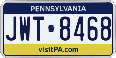 PA license plate JWT8468