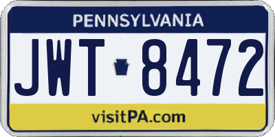 PA license plate JWT8472