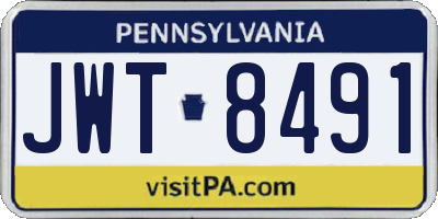 PA license plate JWT8491