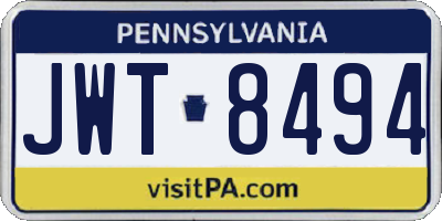 PA license plate JWT8494
